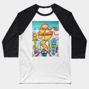 Ciudad futurista Baseball T-Shirt